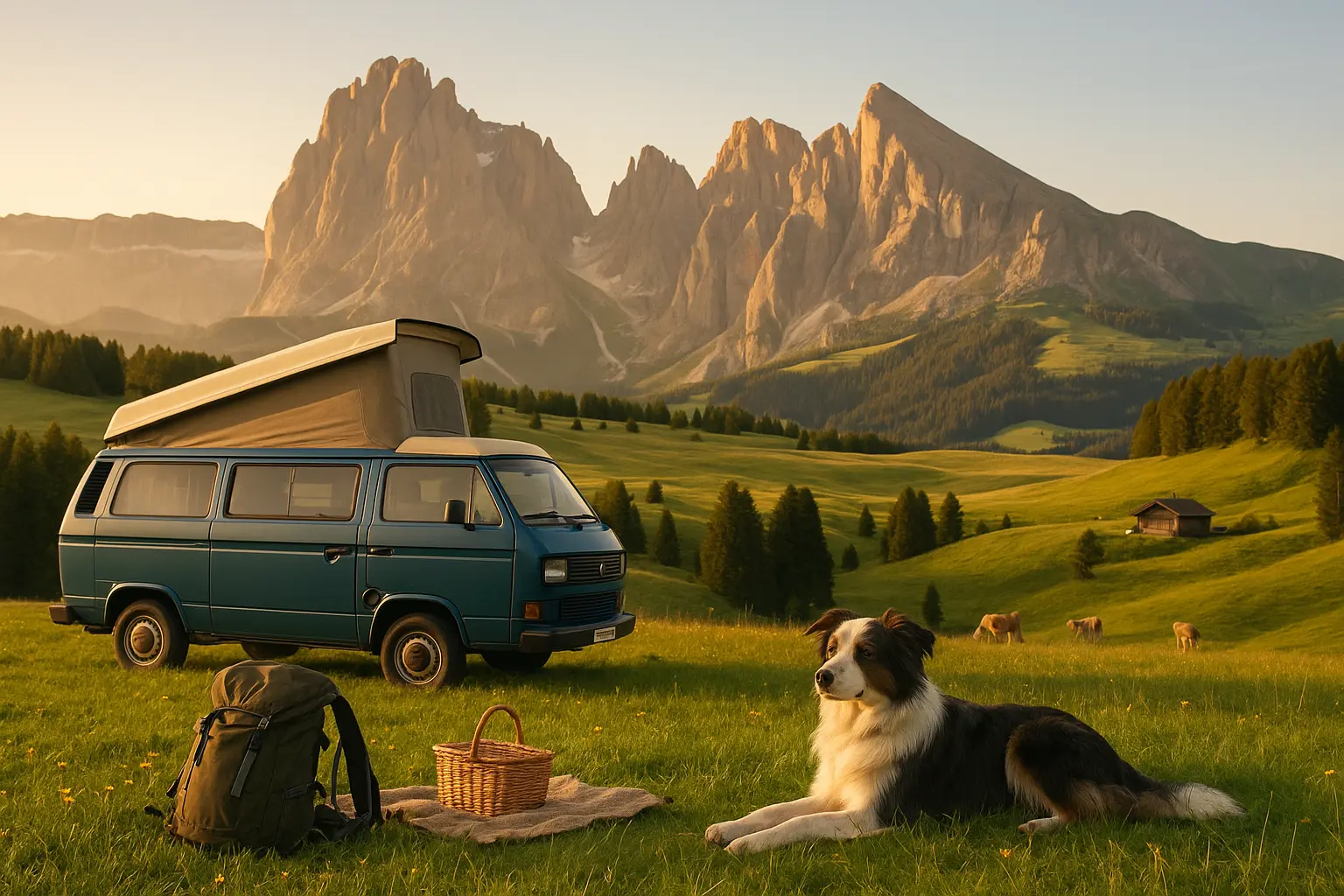 Camping Hundefreundlich in Südtirol mit Hund vor Zelt