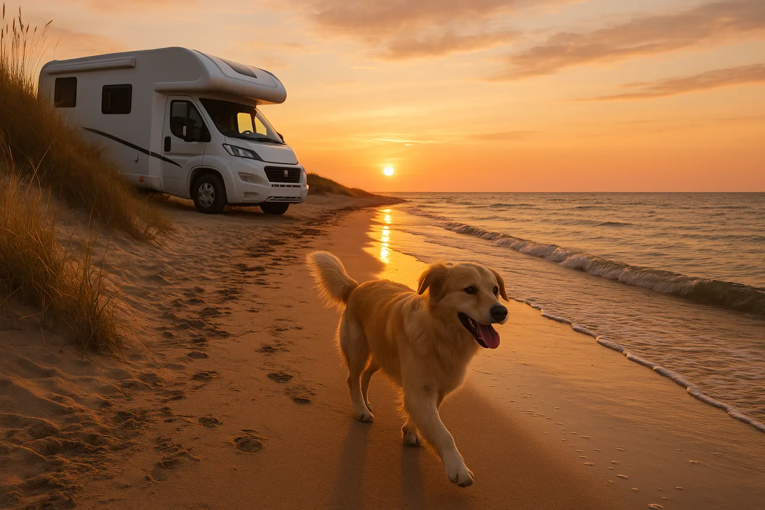 Hunde am Ostseestrand beim Camping Vier Pfoten